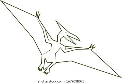 Abstract Simple Geometric Pterodactyl Drawing Isolated on White