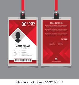 Abstract Simple Geometric Red Id Card Design, Professional Identity Card Template Vector for Employee and Others