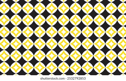 abstract simple geometric seamless black yellow star pattern can be used background.