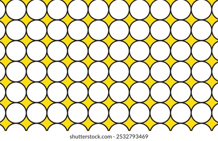 abstract simple geometric seamless circle on yellow star pattern can be used background.