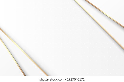 Abstract simple geometric shape luxury gold trim and white background. Vector illustration