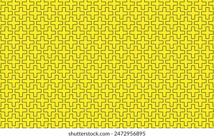 abstract simple geometric stroke plus pattern on yellow.