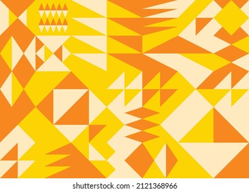 Resumen simple triángulos geométricos y cuadrados de diseño de patrones de estilo Bauhaus vectorial colorido. 