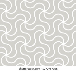 Abstract simple geometric vector seamless pattern with white wavy lines texture on grey background. Light gray modern wallpaper, bright tile backdrop, monochrome waves graphic element.