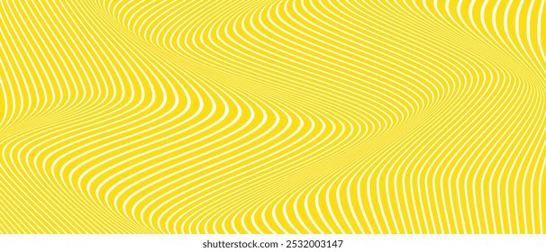 El patrón de líneas onduladas amarillas geométricas simples abstractas se puede usar como fondo.