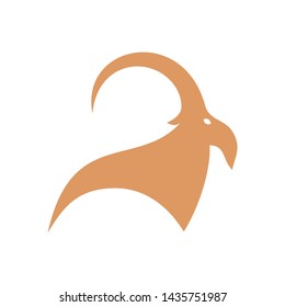abstract simple goat icon design long horn