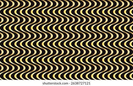 abstract simple golden line wave pattern art can be used background.
