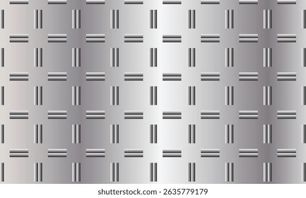 Arte vectorial de patrón de línea corta gradiente simple abstracto con fondo plateado metálico.