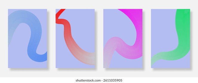 Abstract simple gradient wave fluid poster background set. Minimalist cover template design for social media, flyer, banner and festival. Vector illustration