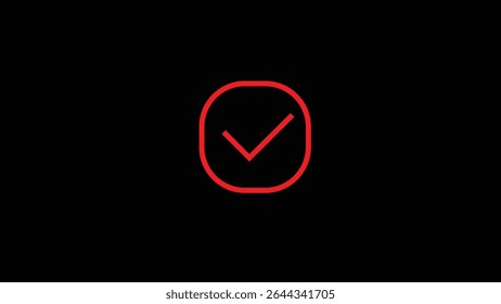 Abstract simple green check mark on black background