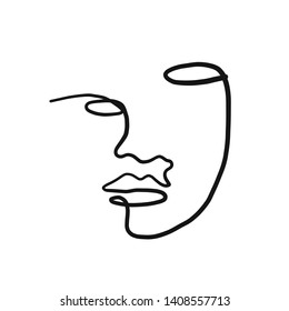 Abstract simple hand drawn face portrait. Trendy design for poster, card, print. Minimalism contemporary trendy art. Woman or man figure icon isolated on white background