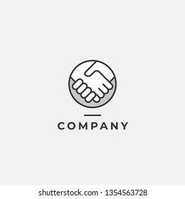 Abstract simple handshake icon. Two hands together. Trust, friendship, partnership, agreement, business, success, money, deal, contract, team, symbol icon.