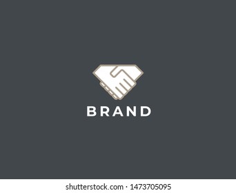 Abstract simple handshake icon. Two hands together. Trust, friendship, partnership, agreement, business, success, money, deal, contract, team, symbol icon.