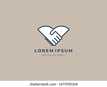 Abstract simple handshake icon. Two hands together. Trust, friendship, partnership, agreement, business, success, money, deal, contract, team, symbol icon.