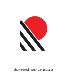 abstract simple hill and sun logo vector