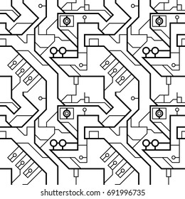 Abstract Simple Hi-tech Cyber Background. Seamless pattern.