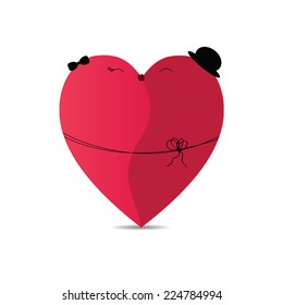 Abstract and simple illustration showing a happy couple