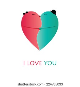Abstract and simple illustration showing a happy couple