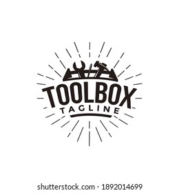 Abstract simple industrial mechanic toolbox logo icon vector on white background