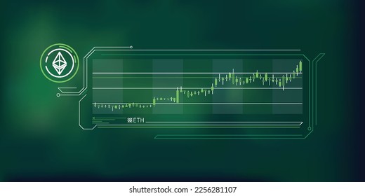 Abstract simple infographics about Ethereum price growth.