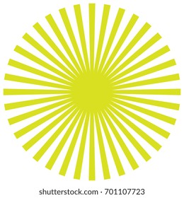 Abstract simple isolated image of a stylized Sun with radial rays or beams of light. 