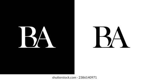 Abstract a simple letter or word BA serif connected font with cutting image graphic icon logo design abstract concept vector stock. This can be used with related to initial or beauty