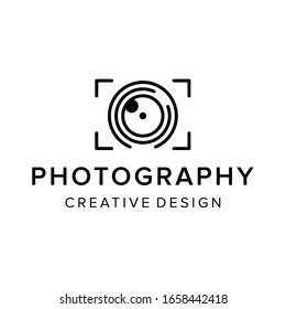 Logo de cámara de línea simple abstracta vectorial