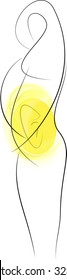 Abstract simple line drawing, symbolizing a pregnant woman with a baby in her womb