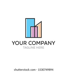 Abstract simple line style logo house.