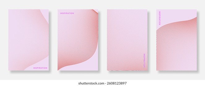 Abstract simple line wave poster background design set. Elegant and minimal cover template for banner, flyer, book cover, music and ads. Vector illustration