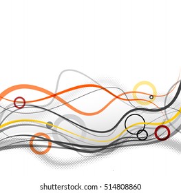 Abstract simple lines and circles in footer. Vector art