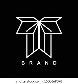 Abstract simple logo with line isolated on black background