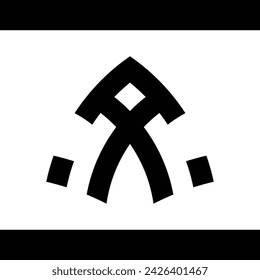abstract simple logo monogram design in black color. White background.