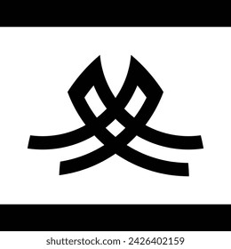 abstract simple logo monogram design in black color. White background.