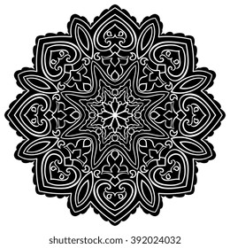 Abstract simple mandala on a white background. Vector round design element. 