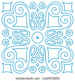 Abstract simple mandala pattern. Vector isolated on white background. Oriental ethnic ornament. Template for carpet and any surfaces. Design element.