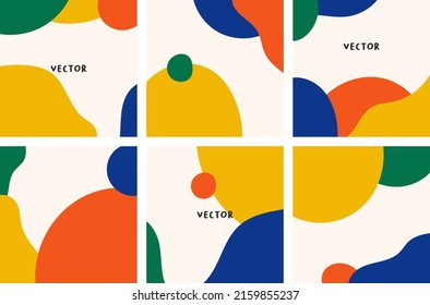 Abstract simple minimal hand drawn sytle square post background design vector collection. Creative art cover and social media feed layout template.