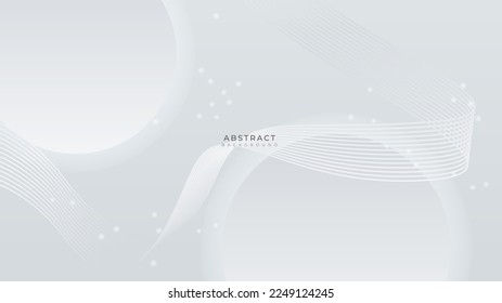 Abstract simple minimal white geometric shapes light silver technology background vector. Modern diagonal presentation background.