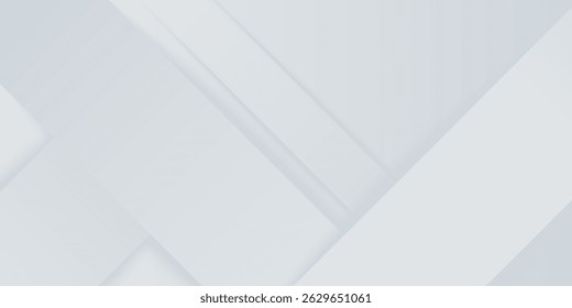 Abstract simple minimal white geometric shapes light silver technology background vector. Modern diagonal presentation background.