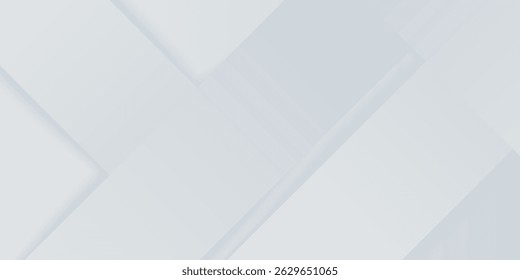 Abstrato simples mínimas formas geométricas brancas luz prata tecnologia vetor de fundo. Plano de fundo da apresentação diagonal moderna.