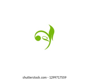 Abstract simple minimalism single rounded green leaf logo