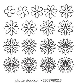 Resumen simple icono y símbolo de arte de vectores de flores minimalista para negocios, afiches, logo, ornamento, papel pintado, pegatina, catálogo, punto, etc. 