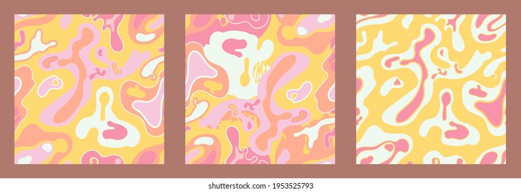 Abstract simple minimalistic liquid marble pattern. Flat design. Swirls of pastel colors. Seamless background
