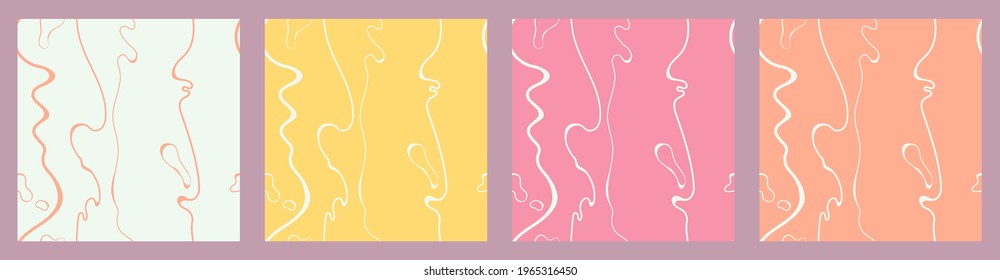 Abstract simple minimalistic liquid marble patterns. Flat design. Swirls of earth and sand colors. Seamless backgrounds