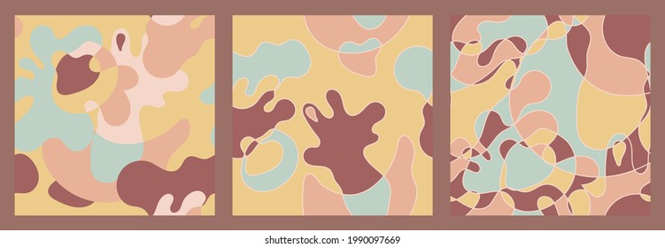 Resumen de simples patrones minimalistas de mármol líquido. Diseño plano. Naves de tierra y colores de arena. Fondos sin inconvenientes
