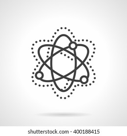 Abstract simple model of particle move and interaction. Physics sign. Science and education theme. Vector line style icon