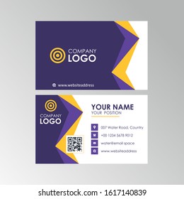 Abstract Simple Modern Business Card Template Design With Purple and Yellow Geometric Color, Professional Business Card Vector Editable