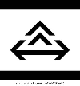 abstract simple monogram logo design in black in the shape of a triangle. White background.
