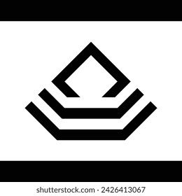 abstract simple monogram logo design in black in the shape of a triangle. White background.