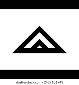 abstract simple monogram logo design in black in the shape of a triangle. White background.